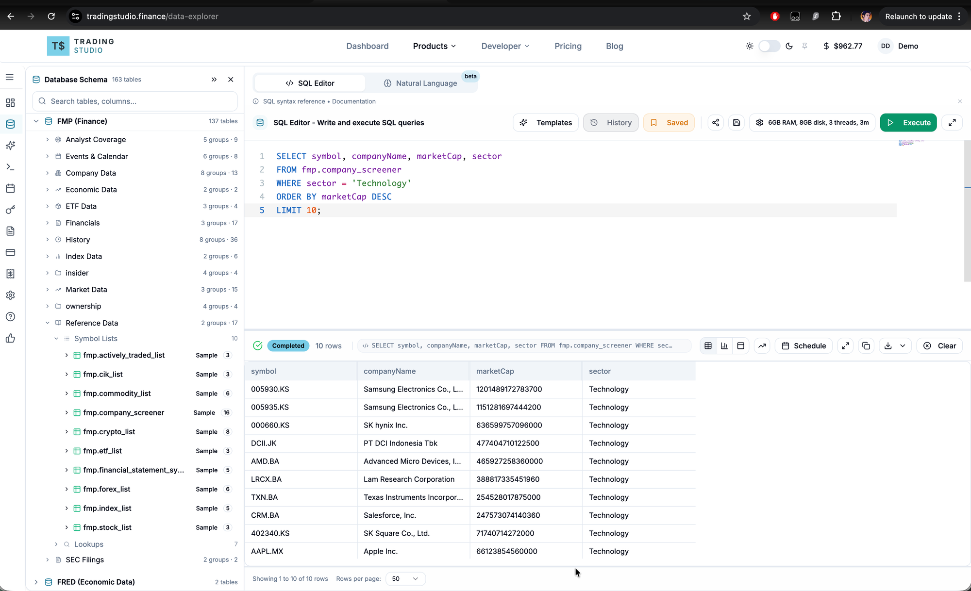 Paste the SQL into the SQL Editor and click Execute